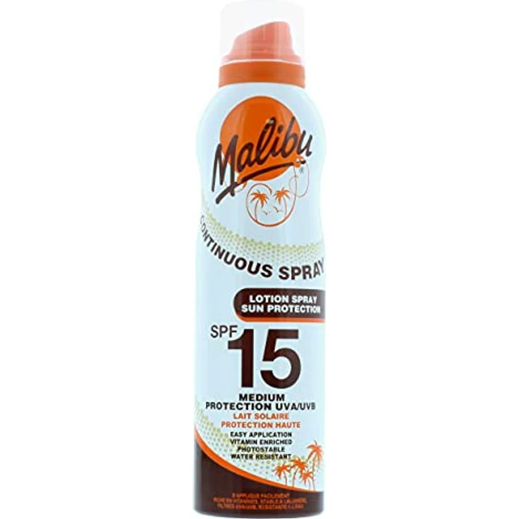 Malibu Continuous Spray, schützender Spray SPF 15, 175 ml, wasserfest, mit mineralischen UV-Filtern – Bild 1
