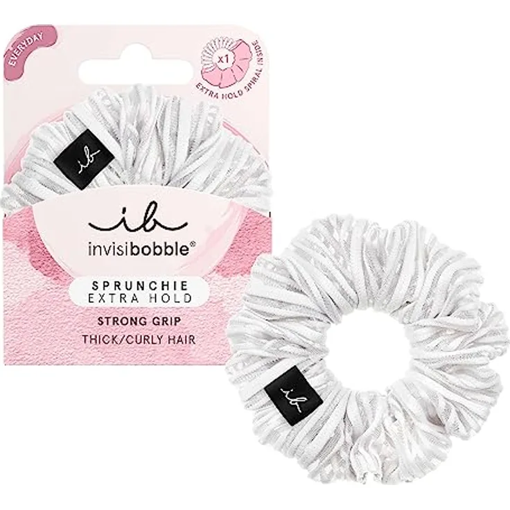 invisibobble Haargummi Extra Care Weiß Scrunchie Pure White, Haargummis starker Halt für Mädchen & Damen, Scrunchies Samt Weiß, designed im Herzen Münchens