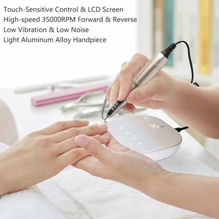 Lalano'S Cosmetics Maniküre-Pediküre-Set Nagelfräser X1000, TouchPro mit 35000 U/Min, Aluminium Handstück, LED Anzeige – Bild 7