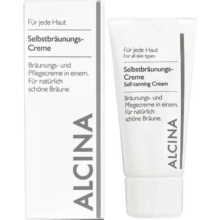 Alcina Selbstbräunungs-Creme 50 ml, Bräunungs- und Pflegecreme für trockene Haut, DHA-Formel