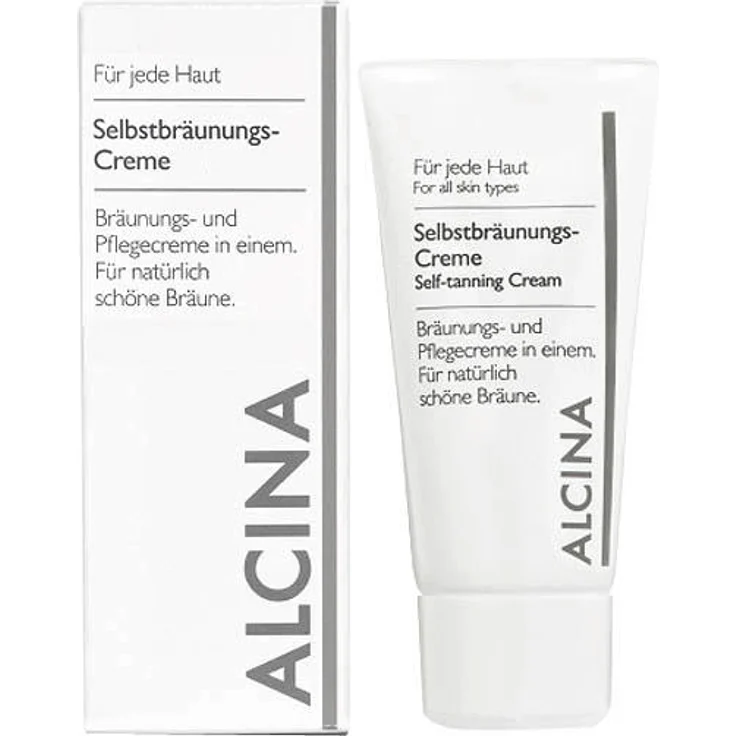 Alcina Selbstbräunungs-Creme 50 ml, Bräunungs- und Pflegecreme für trockene Haut, DHA-Formel