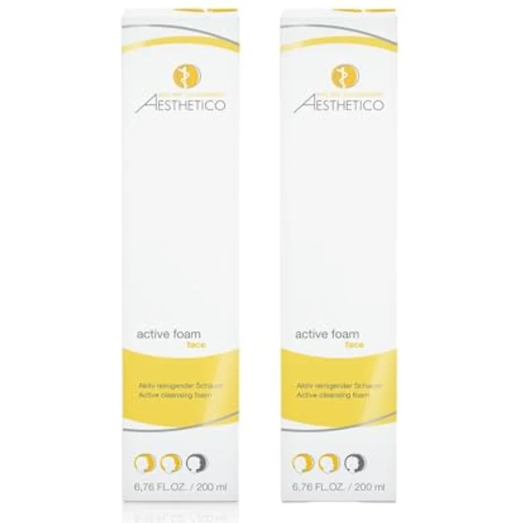 AESTHETICO active foam - Reinigungsschaum für Akne und unreine Haut, porentiefe Gesichtsreinigung mit Glycol- und Salizylsubstanzen, 2 x 200 ml – Bild 1