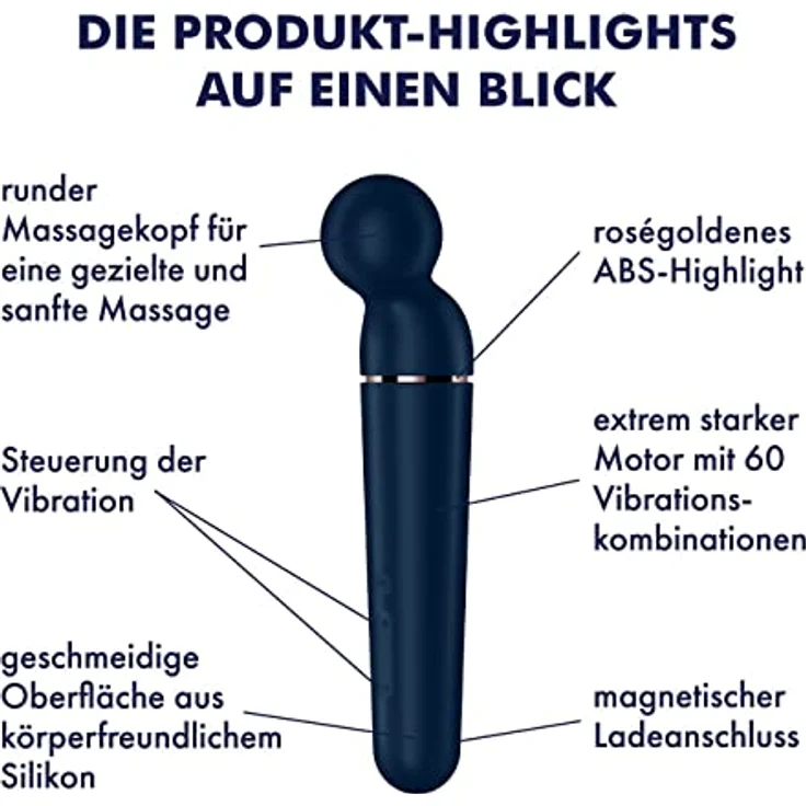 Satisfyer Planet Wand-er Massagestab, 60 Vibrationsmodi, wasserfest (IPX7), 30,5 cm, blau, für Nacken, Schulter und Rücken – Bild 3