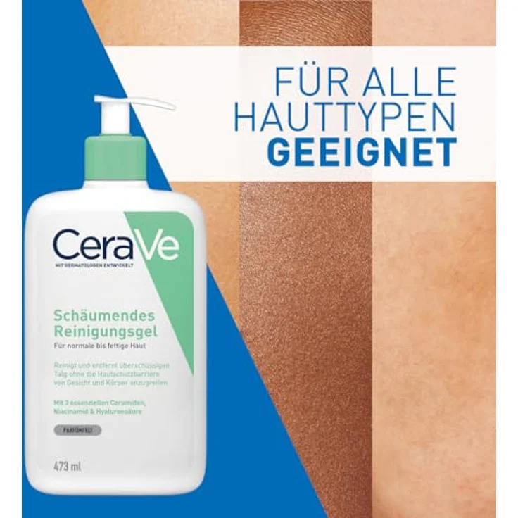 CeraVe schäumendes Reinigungsgel 473 ml für normale bis fettige Haut, reinigt ohne die Hautschutzbarriere anzugreifen – Bild 6