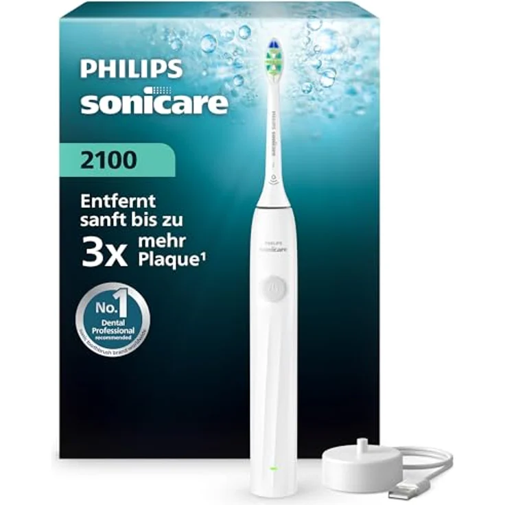 Philips Sonicare HX4021/01, Elektrische Zahnbürste mit 3-facher Plaque-Entfernung, weiß – Bild 1