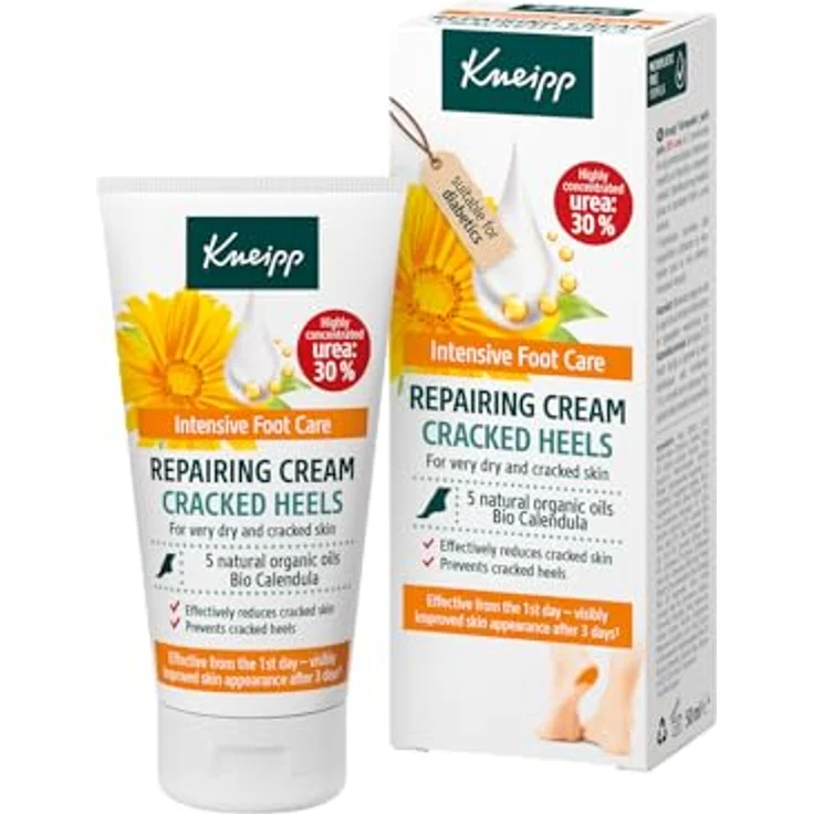 Kneipp Creme rissiger Fersen; repariert und verhindert Risse in den Fersen; regeneriert; beruhigt und erfrischt; natürliche und organische Öle; Harnstoff; Panthenol; Orangengeruch; 50 ml – Bild 1