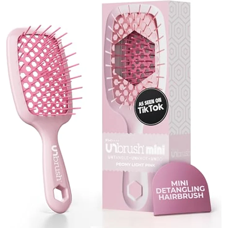 FHI Heat UNbrush Mini Wet & Dry Haarbürste, DuoFlex Antistatikborsten, belüftet, Pfingstrose, Hellrosa – Bild 1