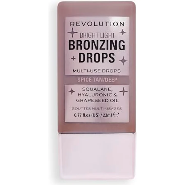 MakeUp Revolution Bright Light Bronzing Drops mit Hyaluronsäure, sonnengeküsstes Finish, Deep Bronze Spice, 23ml – Bild 1