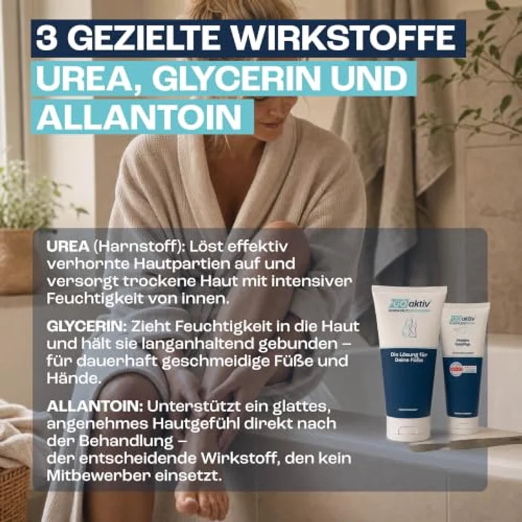 GOaktiv® Komfort Hornhautentferner Set, Gel 2x 200ml, Fußpflegecreme 2x 100ml, enthalten Hornhautschaber, dermatologisch , Made in Germany – Bild 5