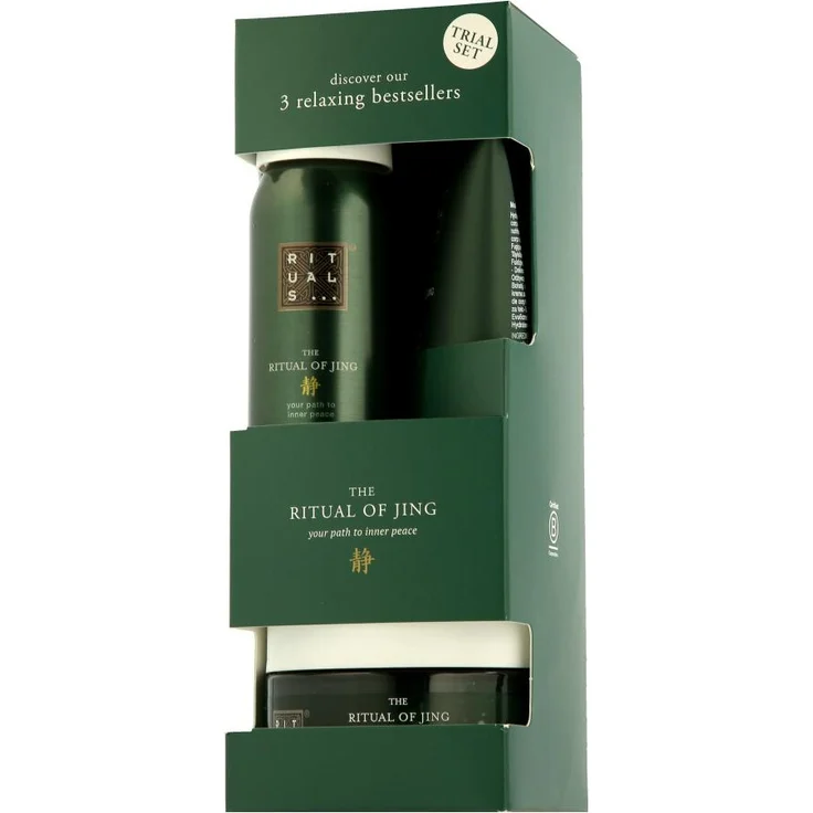Rituals Jing Trial Set 245ml, Geschenkset mit Mini-Duschschaum, Körperpeeling und Körpercreme zur Entspannung