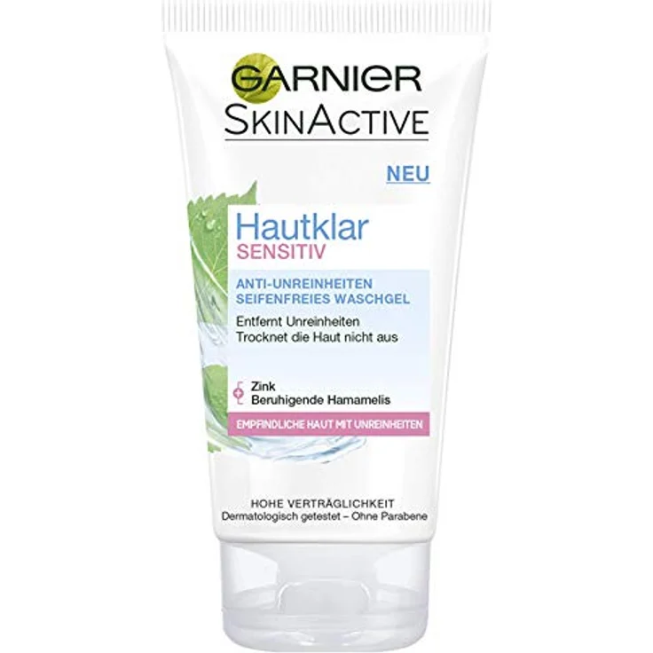 Garnier Waschgel, sanfte Reinigung für empfindliche Haut, Anti-Unreinheiten, seifenfrei, mit Zink & Hamamelis, sensitiv, 1er-Pack (1 x 150 ml) – Bild 1