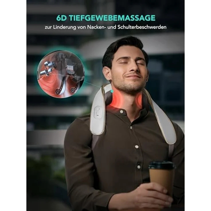 SKG H5 Mini Nackenmassagegerät, kabellos mit 6D Tiefengewebsmassage, Wärme und 3 Massagemethoden, für Nacken, Schulter und Beine, ideale Geschenke für Männer und Frauen – Bild 2