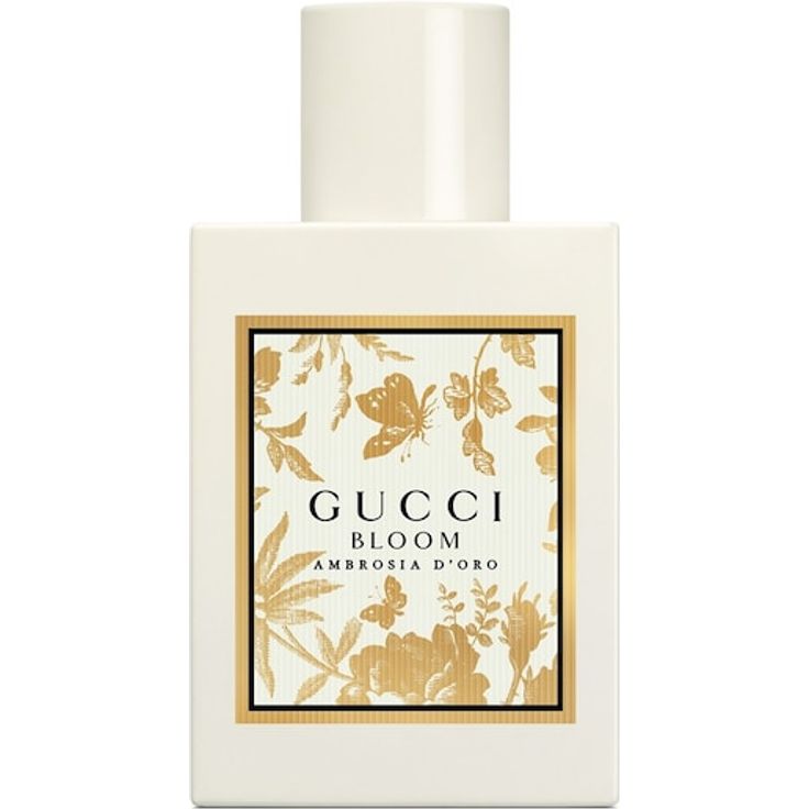 Gucci Bloom Ambrosia d'Oro, Eau de Parfum Spray Damen mit floralem Bouquet, 50 ml, elfenbeinfarben mit goldenen Akzenten