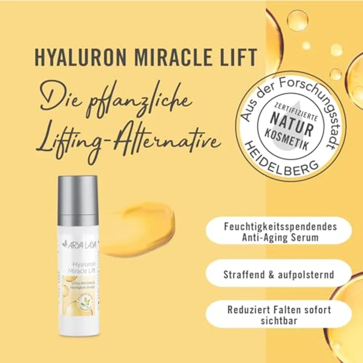 Arya Laya Hyaluron Miracle Lift, 30 ml – pflanzliche Lifting-Alternative mit Liposomen, Parakresse, Tarabaum & Algen, mildert Falten, vegan – Bild 2
