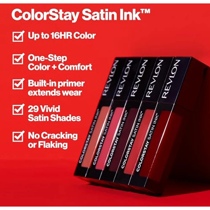 Revlon ColorStay Satin-Tinte, Flüssiger Lippenstift in 020 On a Mission, langanhaltend, reichhaltige Lippenfarben, 0,5 ml – Bild 3