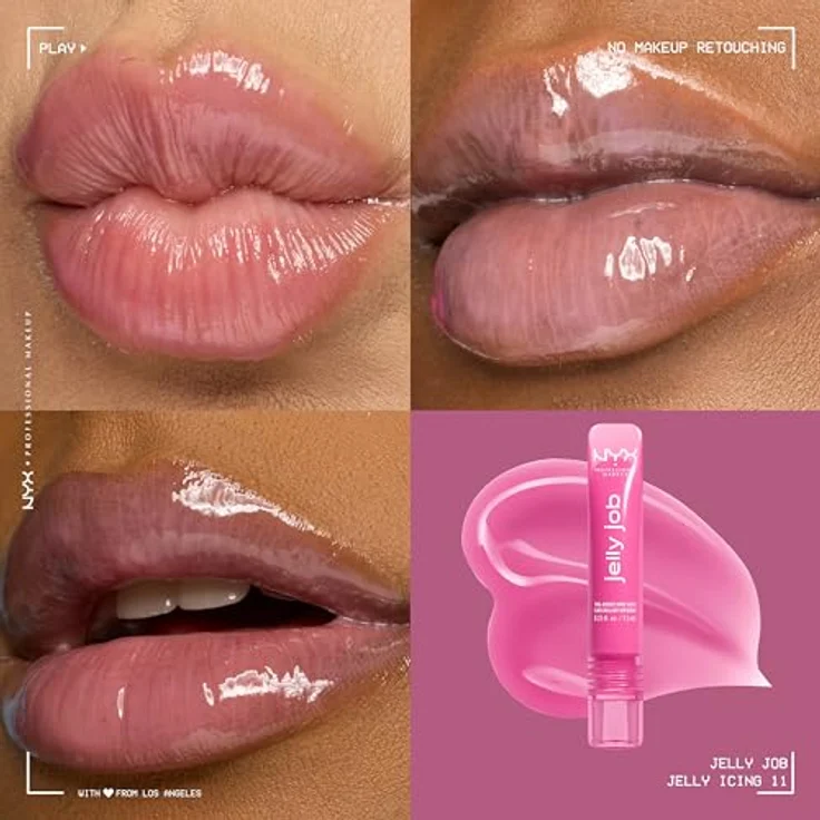 NYX PROFESSIONAL MAKEUP Jelly Job Peptide Infused Jelly Gloss, voluminöser Glanz für optisch vollere Lippen, Jelly Icing – Bild 2
