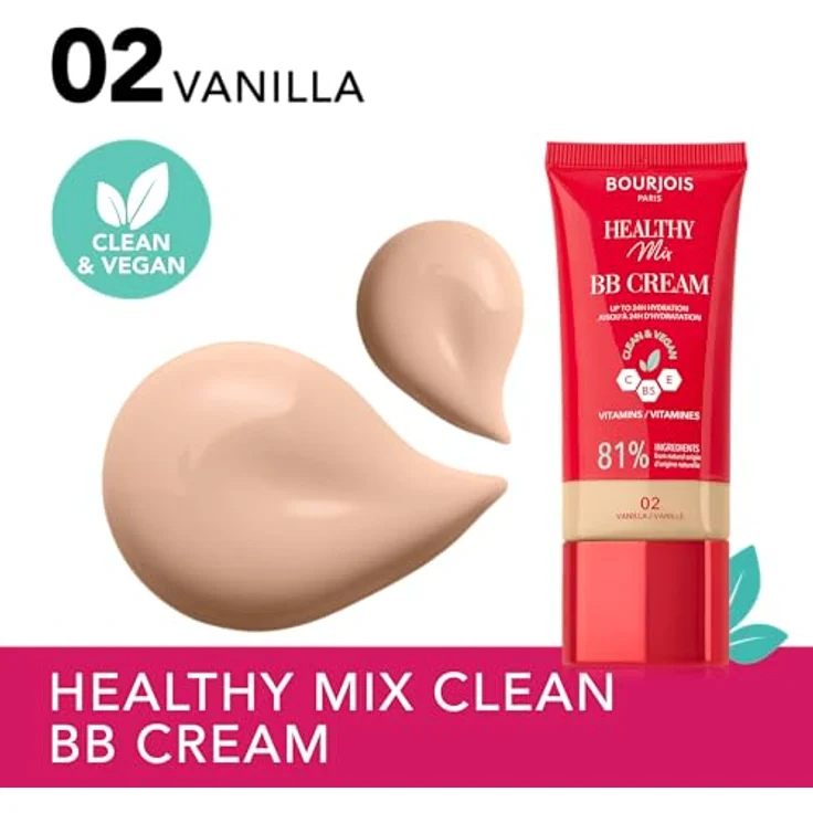 Bourjois Healthy Mix Clean & Vegan BB Cream, getönte Tagescreme für Damen, Farbton 02 Vanilla, 30 ml – Bild 3