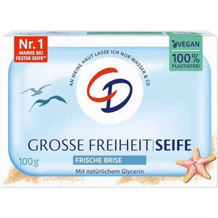 CD MILDE SEIFE GROSSE FREIHEIT "frische Brise", vegane Handseife ohne Mikroplastik, 100g, dermatologisch getestet für empfindliche Haut – Bild 1