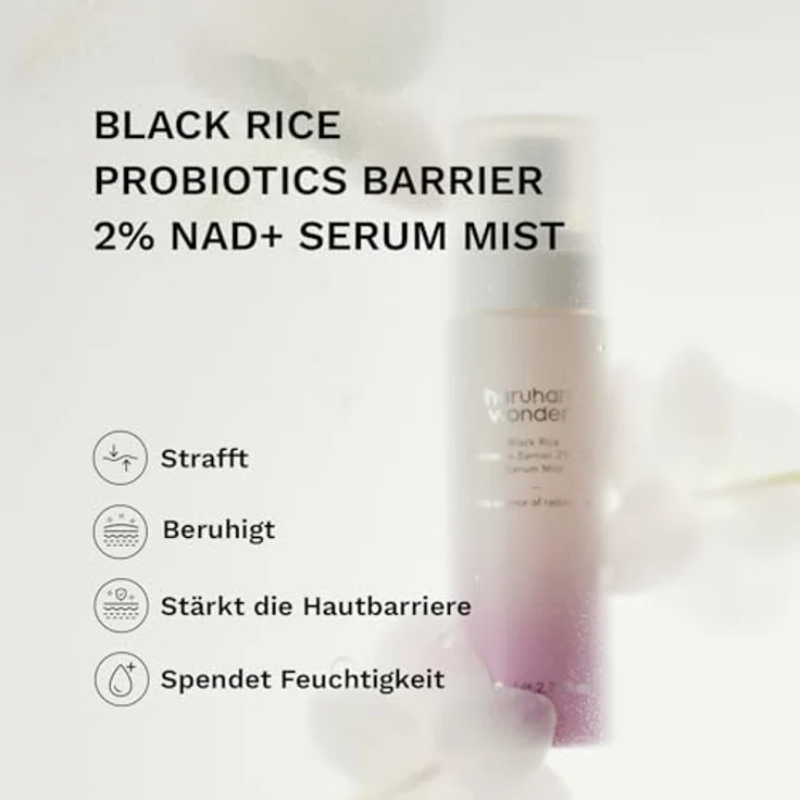 Haruharu Wonder Black Rice Probiotics Barrier NAD+ Serum Mist, erneuernde Gesichtscreme im Spray, 80 ml, feuchtigkeitsspendend und hautbarrierestärkend – Bild 2