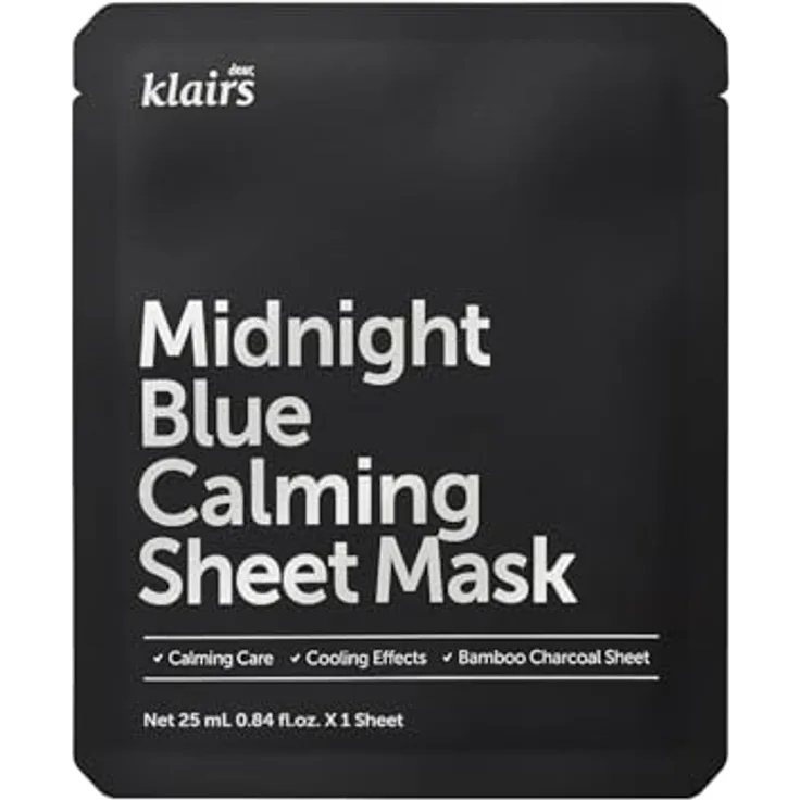 Klairs Midnight Blue Calming Sheet Mask, Beruhigende Tuchmaske mit feuchtigkeitsspendender Wirkung, 25 ml