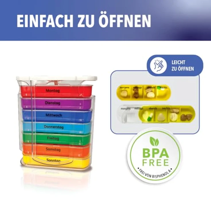 IEA Medical Tablettenbox 7 Tage – Pillendose mit 4 Fächern täglich (morgens bis nachts), transparent, ideal zur Medikamentenorganisation – Bild 4