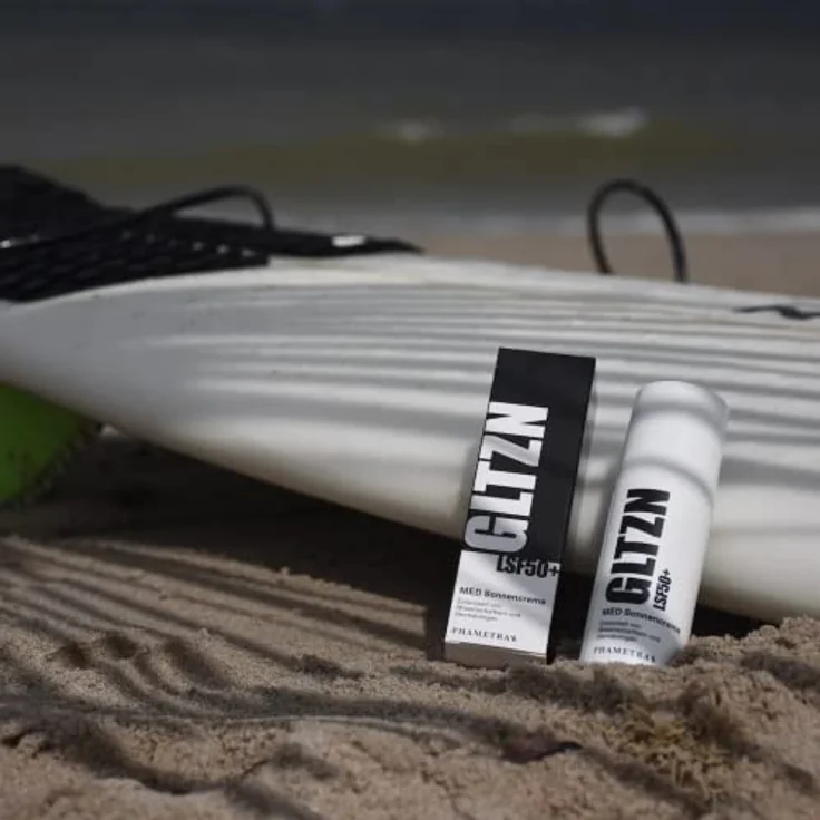 GLTZN MED Sonnencreme LSF50+ | Sehr hoher Schutz bei allergischer und empflindlicher Haut | ohne Octocrylene | UVA + UVB Schutz | wasserfest | ohne Duftstoffe | vegan | ohne Mikroplastik | 50ml – Bild 4