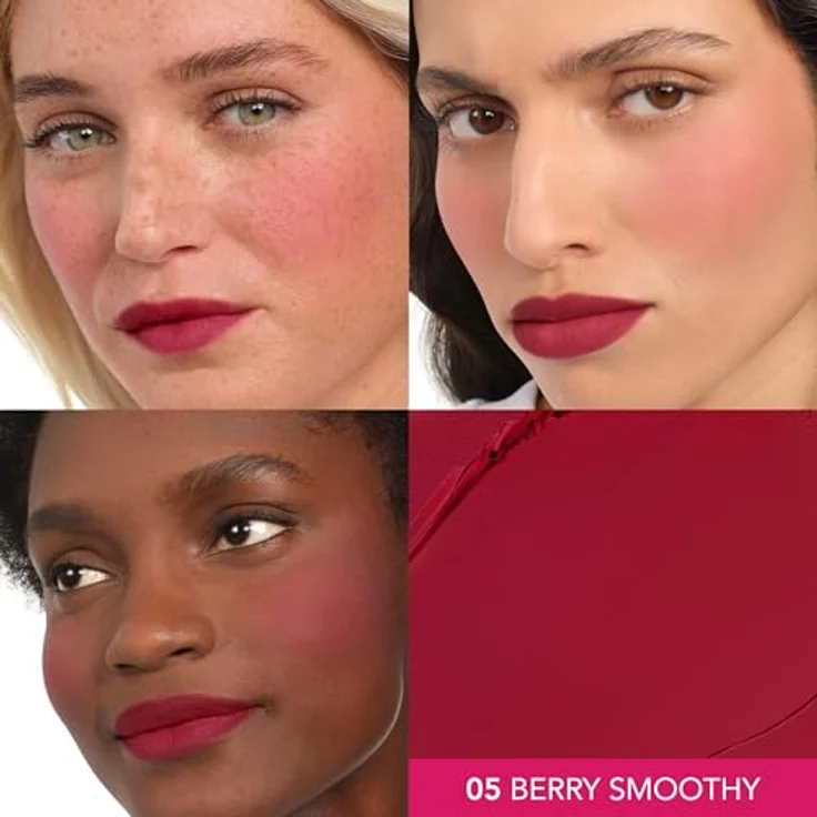 Bourjois Macaron Melt Lip & Cheek Flush 5 Berry Smoothy, elastische Textur, samtig, leichte Formel, integrierter Spiegel, 8 g – Bild 5