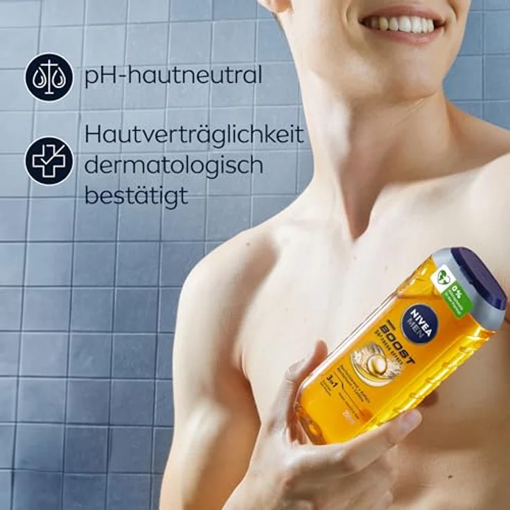 NIVEA MEN Active Energy Duschgel, pH-hautneutrale Pflegedusche mit Koffein, 250 ml, revitalisierende Formel für Körper, Gesicht und Haar – Bild 3