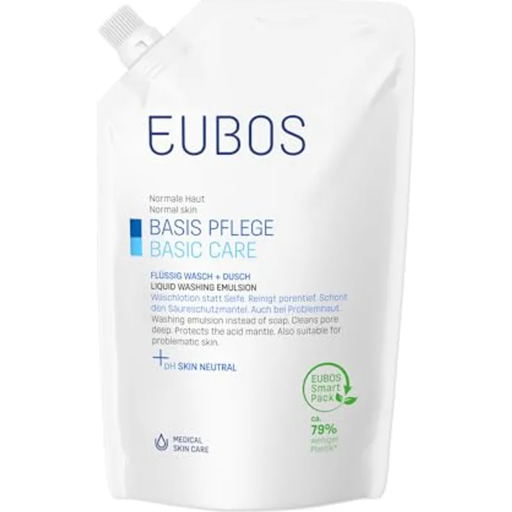 Eubos | Nachfüllbeutel Waschemulsion blau | 400ml | gegen unreine Haut | schonende Körperreinigung | Hautverträglichkeit dermatologisch bestätigt | pH-hautneutral