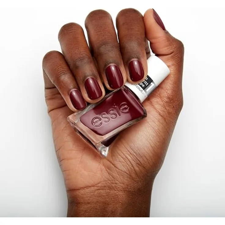 essie langanhaltender Nagellack mit glänzendem Finish, Maniküre ohne UV-Licht, Gel Couture, Farbe: Nr. 360 spiked with style, Dunkelrot, 1 x 13,5 ml – Bild 5
