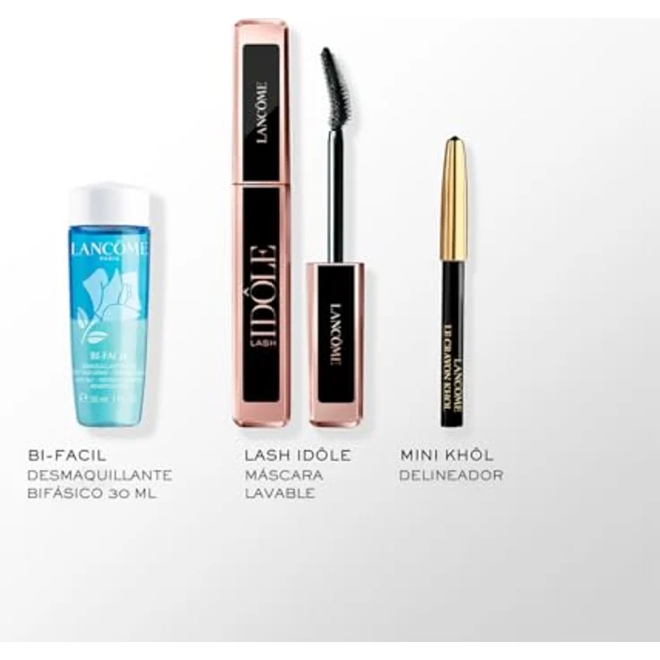 Lancôme Lash Idole Mascara-Set für Volumen und Lifting, 8 ml + zweiphasiger Make-up-Entferner 30 ml + Khol Mini-Eyeliner, Wimpernverlängerungseffekt, Schwarz – Bild 3