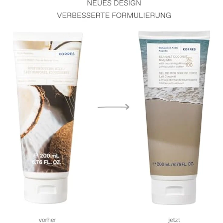KORRES SEA SALT COCONUT Bodymilk mit Mandelöl, 24h Feuchtigkeit, vegan, silikon- und parabenfrei, 200 ml – Bild 2