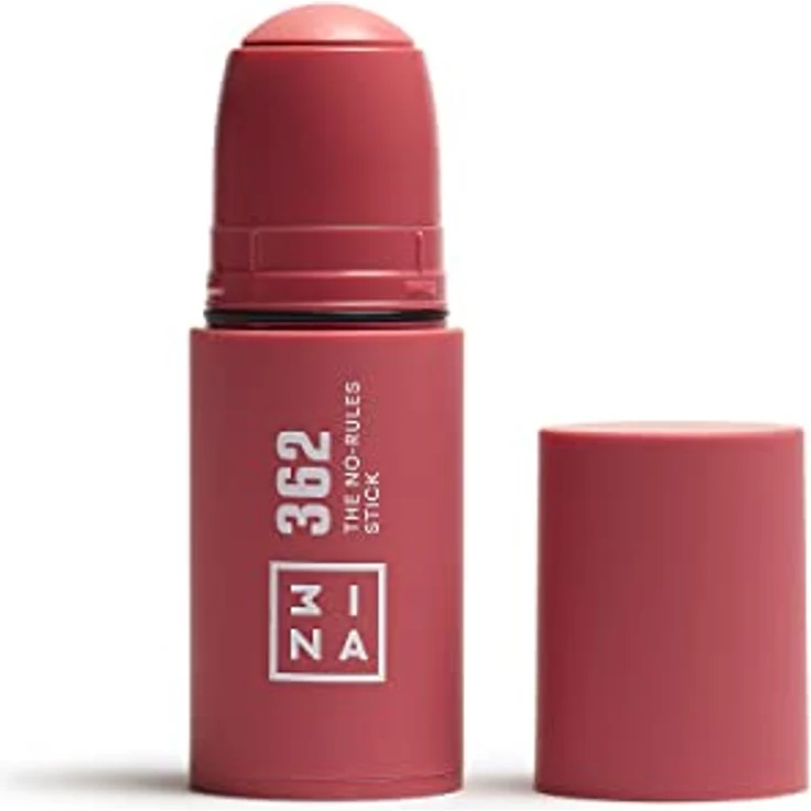 3INA The No-Rules Stick Highlighter 312 Blush, cremefarbener Highlighter für Augen, Lippen und Wangen, 5 g, Pink – Bild 1