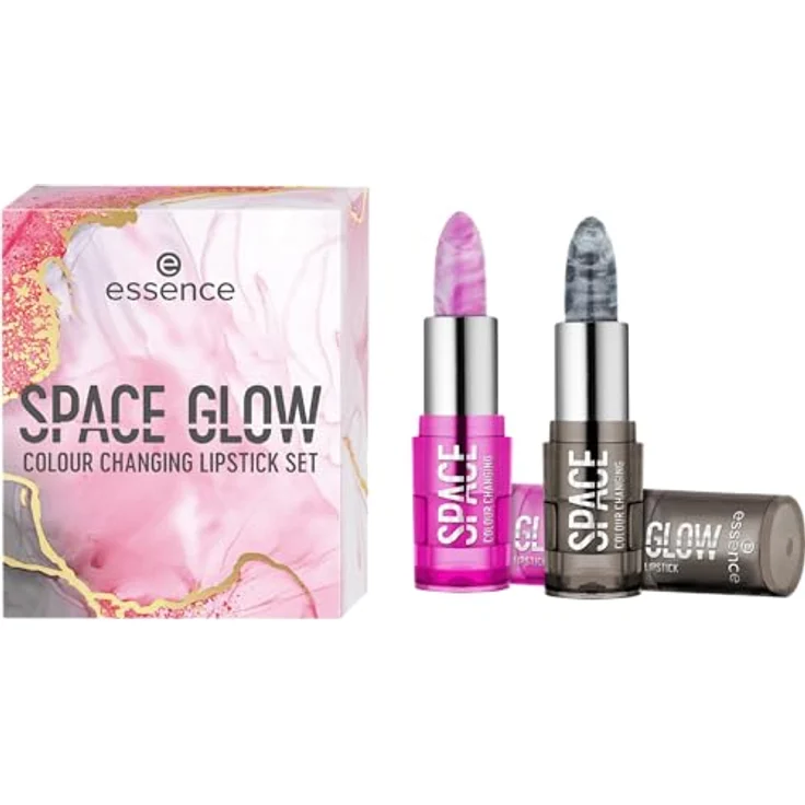 Essence Space Glow Lipstick Set, 2 Farbwechsel Lippenstifte in Weiß-Rosa und Schwarz-Weiß, 3,2 g – Bild 2