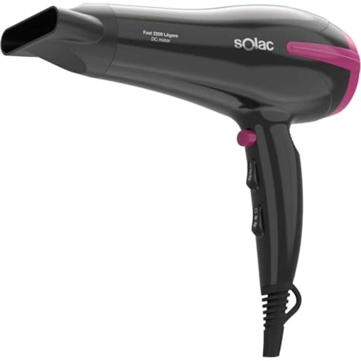Solac Fast 2200 Légère, Haartrockner 2200W, ultraleicht mit 3 Temperatur- und 2 Geschwindigkeitsstufen, Kaltlufttaste, ergonomischer Griff – Bild 1