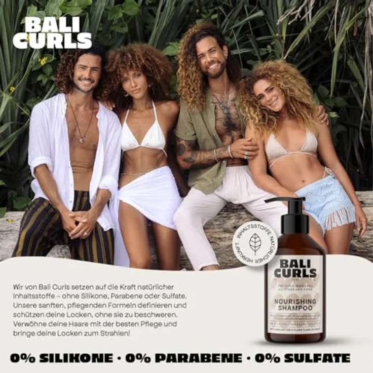 Bali Curls Nourishing Shampoo, Nährendes Haarshampoo ohne Sulfate, Parabene und Silikone für Naturlocken, 250ml – Bild 2