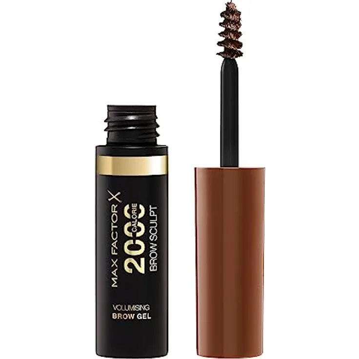 Max Factor 2000 Calorie Volumising Brow Sculpt Gel, Long-Lating, Plumped & Fuller-Looking Brows, Waterproof, Smudge-Proof, Shapes & Intensifies, 003 Brown, 4.5 ml