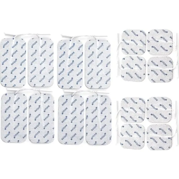 Axion Elektrodenpads für TENS/EMS Geräte, selbstklebend, 5x5cm & 10x5cm, 2mm AS, 16er Set, optimale Stromverteilung und individuelle Anpassung