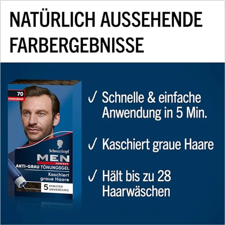 Schwarzkopf Men Perfect Anti-Grau-Tönungs-Gel 70 Natur Dunkelbraun 3 x 40 ml – Bild 7