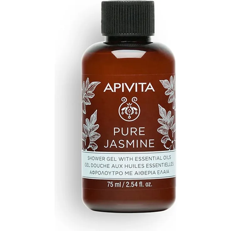 Apivita PURE JASMINE Badegel mit ätherischem Jasminöl und Propolisöl, sanfte Reinigung, 75 ml Duschgel für Damen