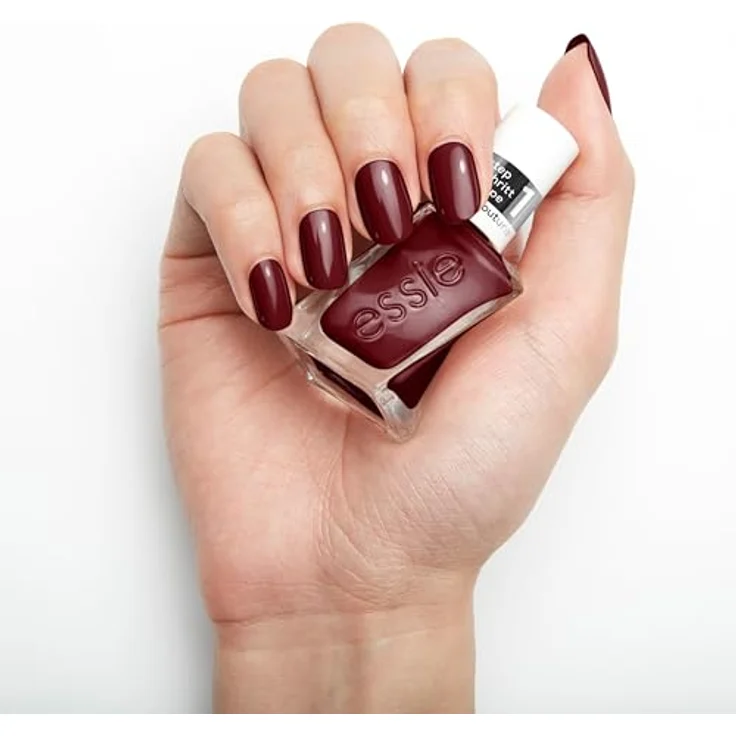essie langanhaltender Nagellack mit glänzendem Finish, Maniküre ohne UV-Licht, Gel Couture, Farbe: Nr. 360 spiked with style, Dunkelrot, 1 x 13,5 ml – Bild 3