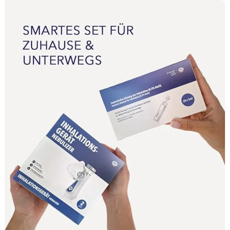 IEA Medical Inhalator & Kochsalzlösung Set, tragbares Inhalationsgerät mit 0,9% NaCl, für Erwachsene & Kinder, inkl. Mundstück und Masken – Bild 8