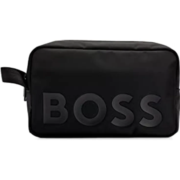 BOSS Herren Catch 2.0DS Washbag Logo-Kulturbeutel aus recyceltem Material mit Struktur Schwarz Stck
