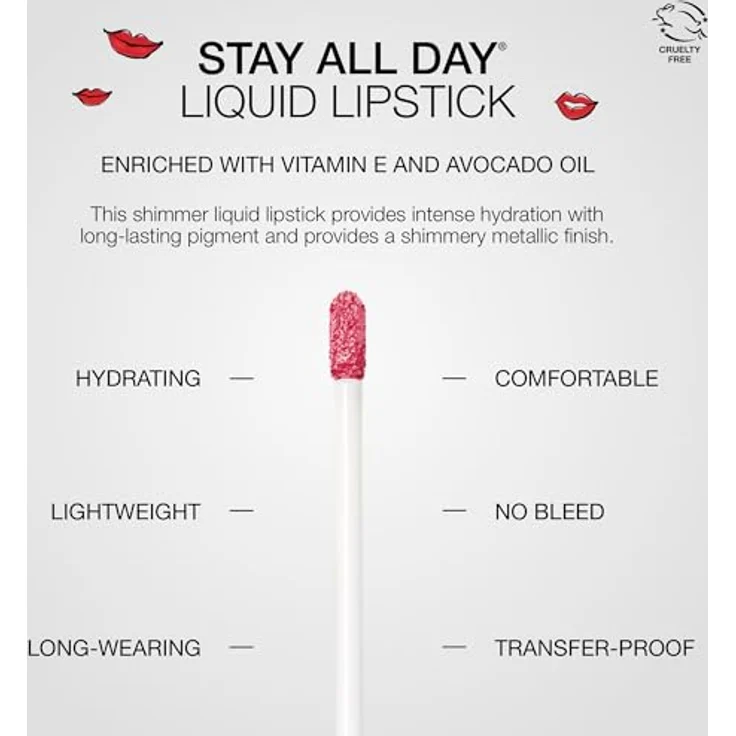 Stila Cosmetics Stay All Day Shimmer Lip, Cremiger Lippenstift mit perlmutternem Glanz, 3 ml – Bild 4
