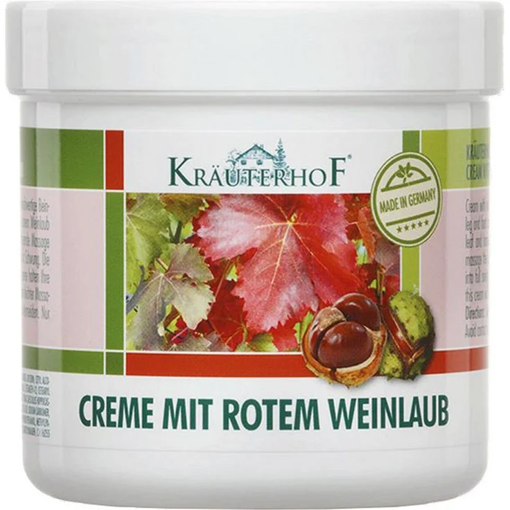 Kräuterhof Handcreme mit Rotem Weinlaub und Rosskastanie, 250 ml Dose, Venencreme für Beine und Füße