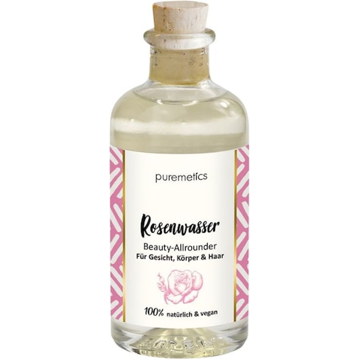 puremetics Beauty-Allrounder Rosenwasser Gesichtswasser, 100 ml - 100% vegan, plastikfrei, feuchtigkeitsspendend und entzündungshemmend
