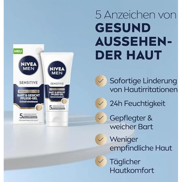 NIVEA MEN Sensitive Bart & Gesicht Pflegegel, alkoholfreies Pflege-Gel mit VitaminPRO Komplex, 50 ml – Bild 2