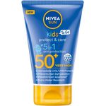 Nivea Sun NIVEA SUN Kids Protect and Care SPF 50+ To Go Lotion (50 ml), wasserfester Sonnenschutz, Sonnencreme für Kinder bietet hochwirksamen UVB- und 5-Sterne-UVA-Schutz