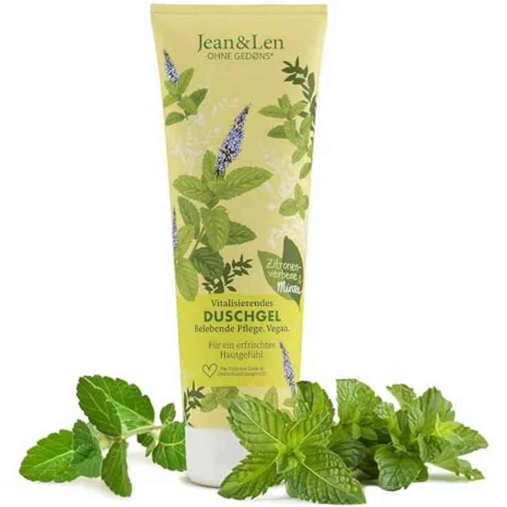 Jean & Len Vitalisierendes Duschgel Zitronenverbene & Minze, sanftes Reinigungserlebnis, vegan, 250 ml, ohne Mikroplastik & Mineralöl