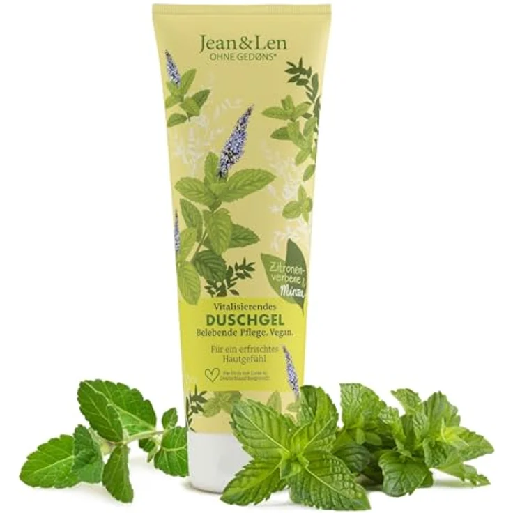 Jean & Len Vitalisierendes Duschgel Zitronenverbene & Minze, sanftes Reinigungserlebnis, vegan, 250 ml, ohne Mikroplastik & Mineralöl – Bild 1